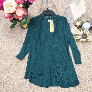 3373 Size Small Kim Rogers Sweater Cardigan in Black and Green.
